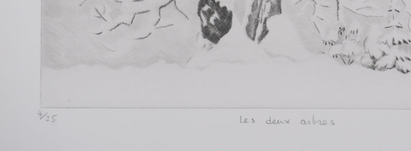 Camille COMBE : Les deux arbres, Gravure originale signée