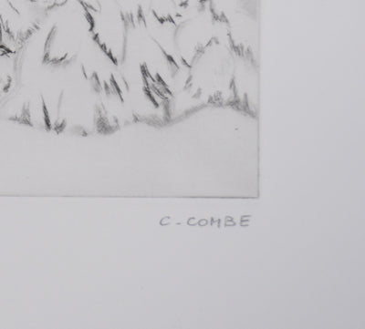 Camille COMBE : Les deux arbres, Gravure originale signée