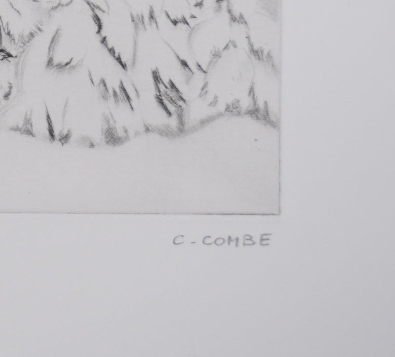 Camille COMBE : Les deux arbres, Gravure originale signée