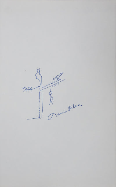 Maurice RHEIMS : Arbre mort, Autographe et dessin original signé
