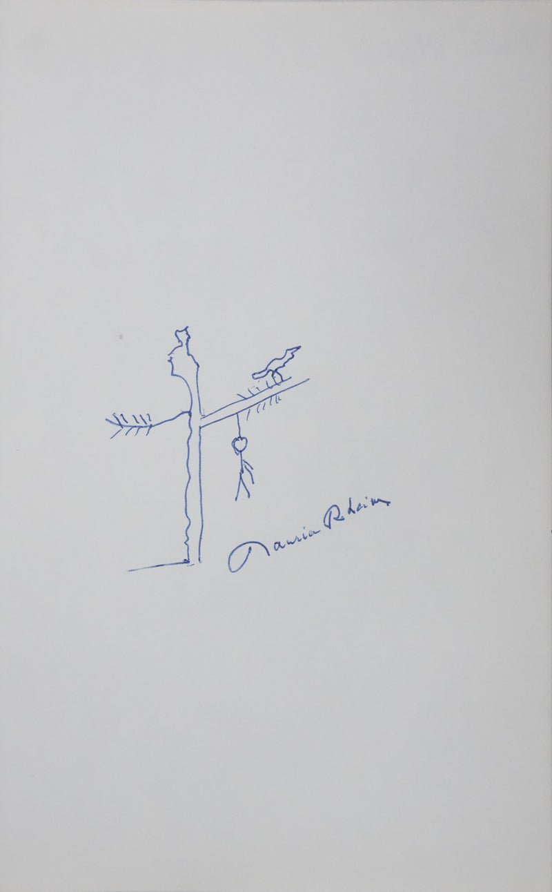 Maurice RHEIMS : Arbre mort, Autographe et dessin original signé