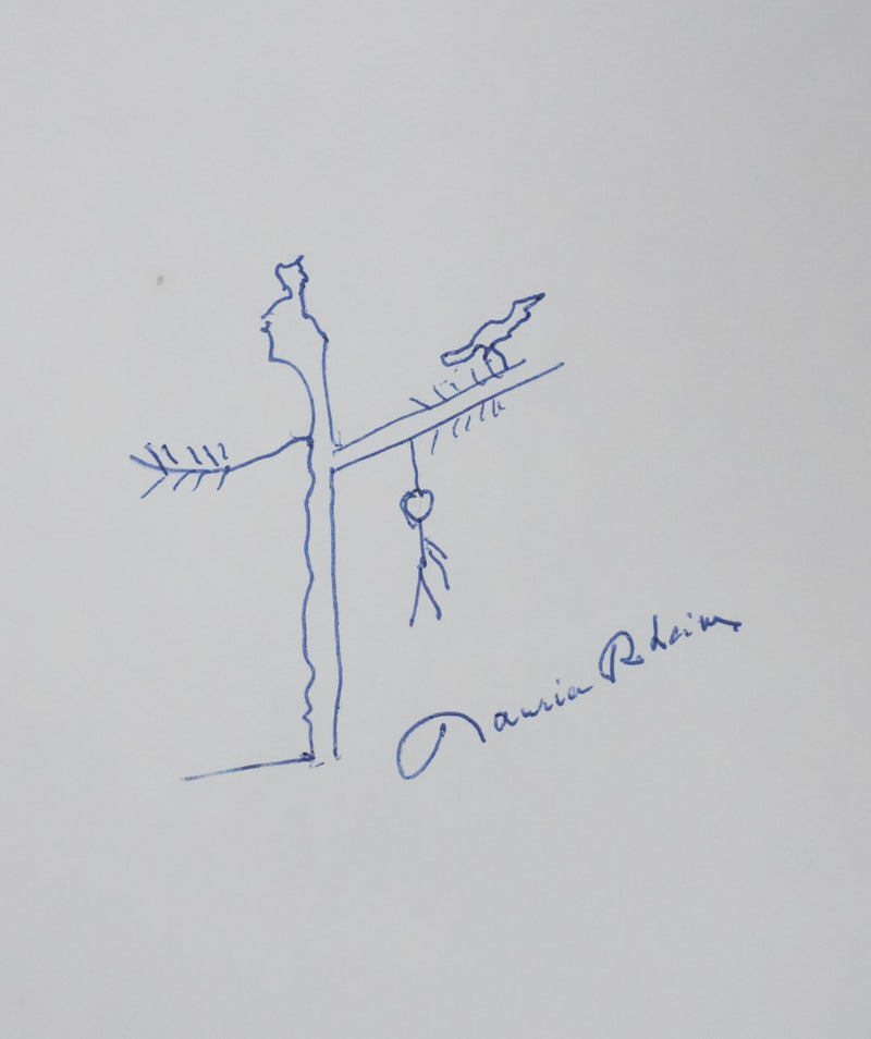 Maurice RHEIMS : Arbre mort, Autographe et dessin original signé