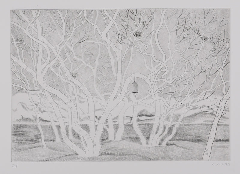 Camille COMBE : A travers les branches, Gravure originale signée