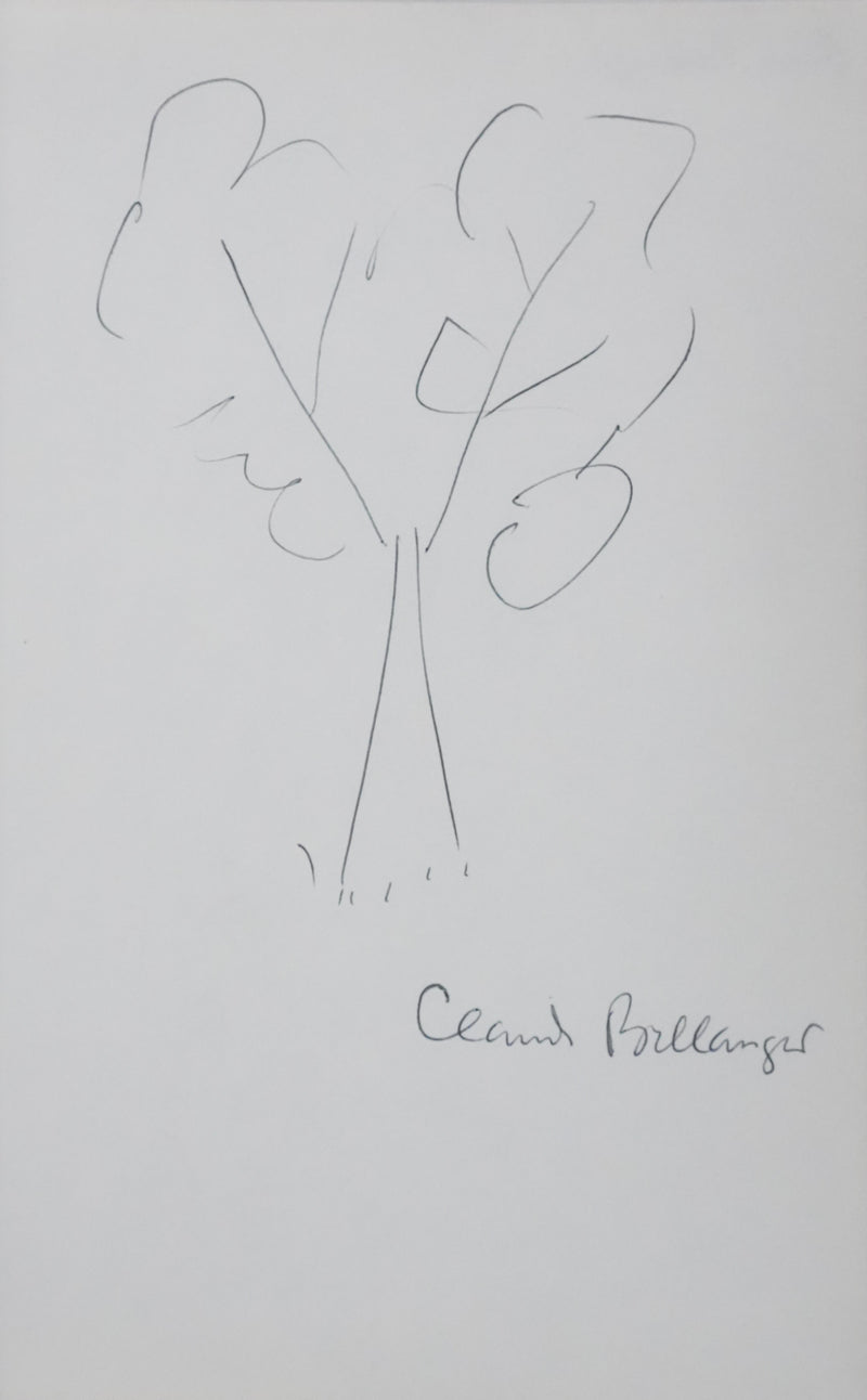Claude BELLANGER : Arbre aux branches rondes, Autographe et dessin original signé