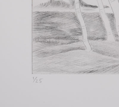 Camille COMBE : A travers les branches, Gravure originale signée