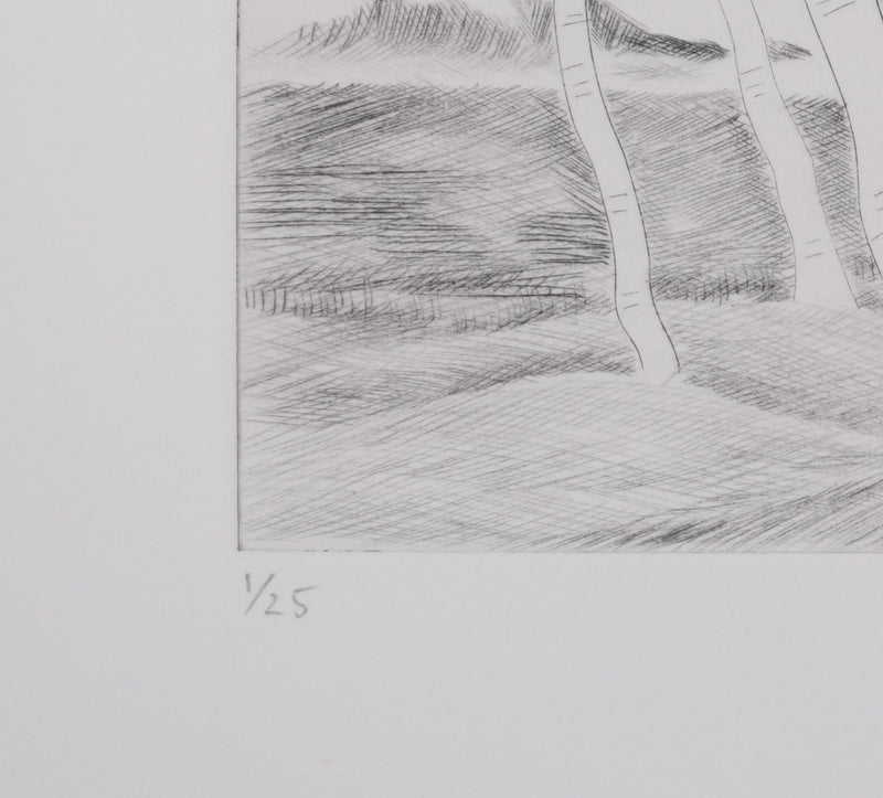 Camille COMBE : A travers les branches, Gravure originale signée