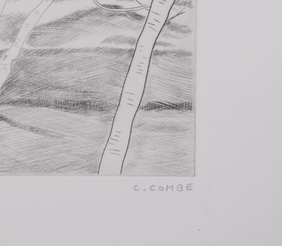 Camille COMBE : A travers les branches, Gravure originale signée