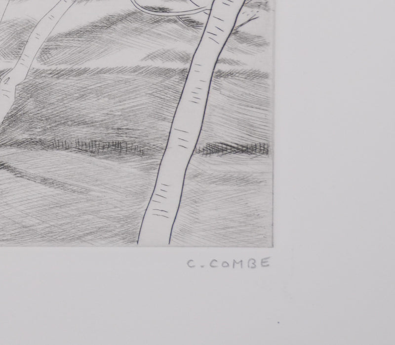 Camille COMBE : A travers les branches, Gravure originale signée