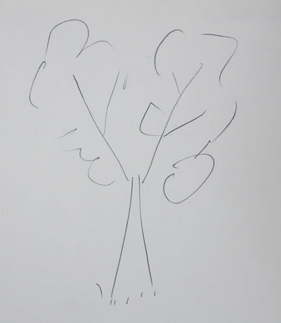 Claude BELLANGER : Arbre aux branches rondes, Autographe et dessin original signé