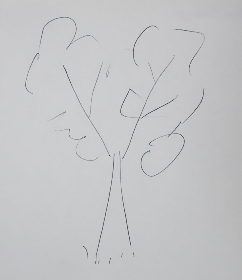 Claude BELLANGER : Arbre aux branches rondes, Autographe et dessin original signé