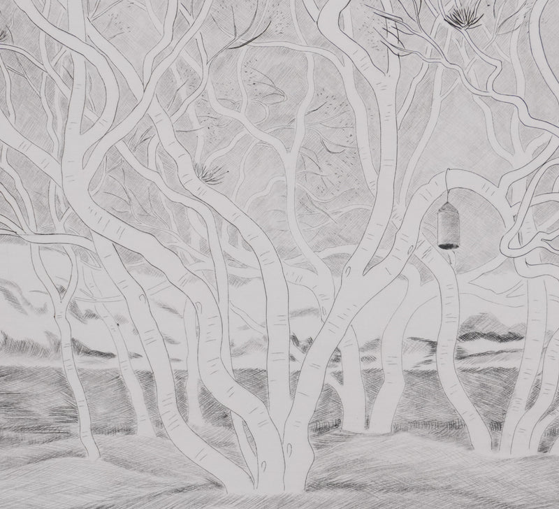 Camille COMBE : A travers les branches, Gravure originale signée