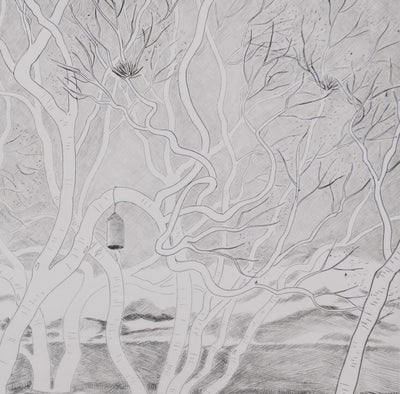 Camille COMBE : A travers les branches, Gravure originale signée