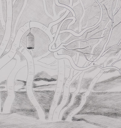 Camille COMBE : A travers les branches, Gravure originale signée