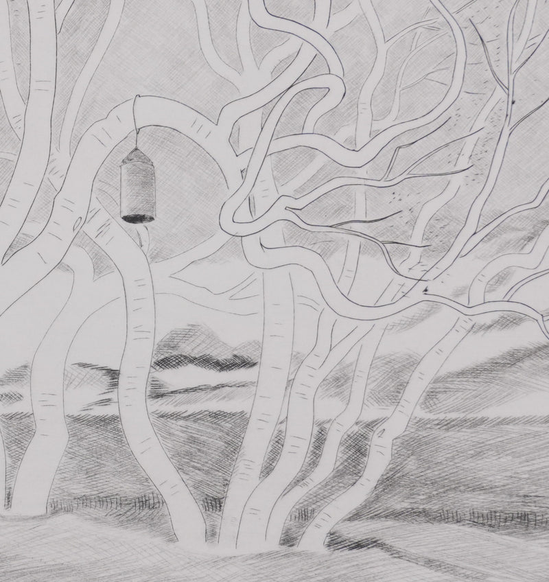 Camille COMBE : A travers les branches, Gravure originale signée
