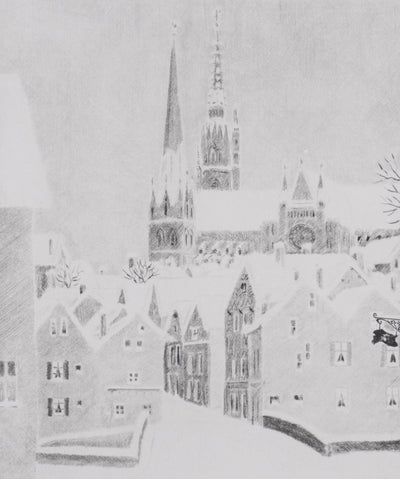 Camille COMBE : Sur le chemin de la cathédrale, Gravure originale signée