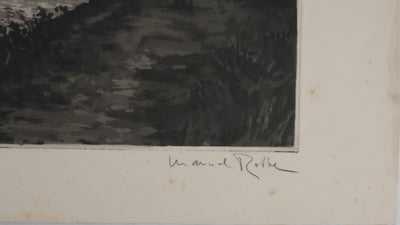 Manuel ROBBE : Les péniches sur la Seine, Lithographie originale signée