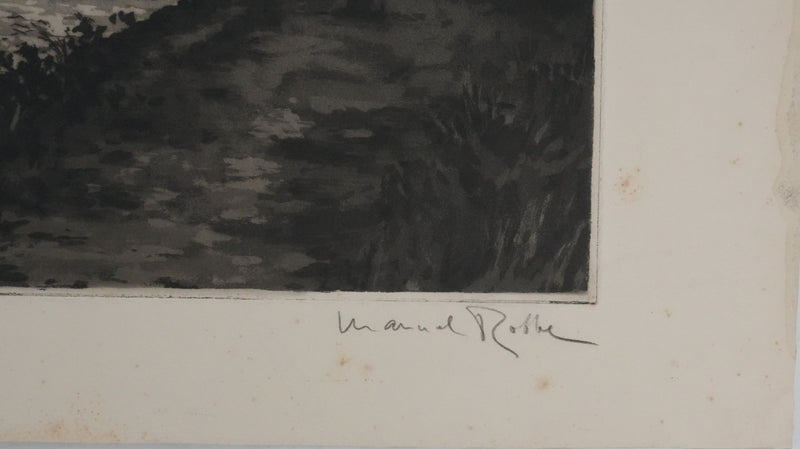 Manuel ROBBE : Les péniches sur la Seine, Lithographie originale signée