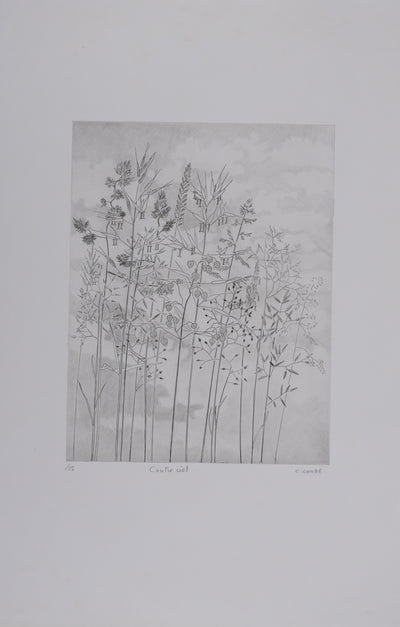 Camille COMBE : Contre ciel, Gravure originale signée