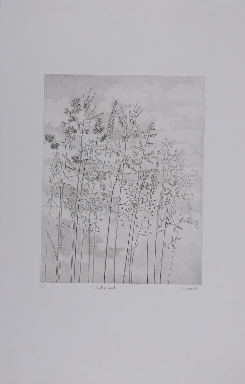 Camille COMBE : Contre ciel, Gravure originale signée