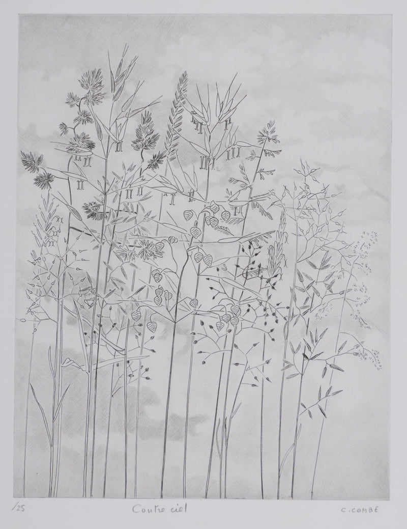 Camille COMBE : Contre ciel, Gravure originale signée
