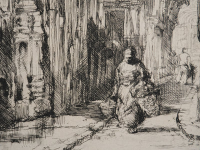 Auguste BROUET : Rue de la Cathédrale de Rouen, Gravure originale