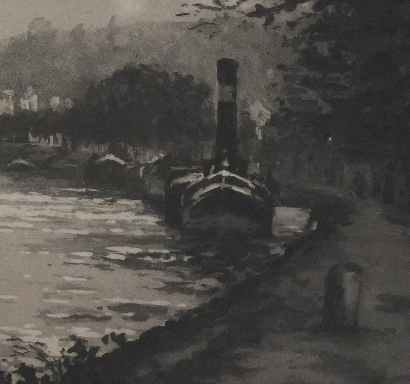 Manuel ROBBE : Les péniches sur la Seine, Lithographie originale signée