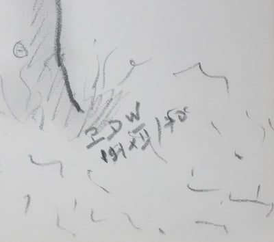 Paul WURZBURGER : Arbre aux branches grises, Autographe et dessin original signé