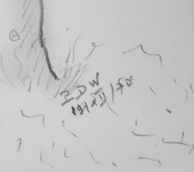 Paul WURZBURGER : Arbre aux branches grises, Autographe et dessin original signé