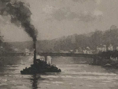 Manuel ROBBE : Les péniches sur la Seine, Lithographie originale signée