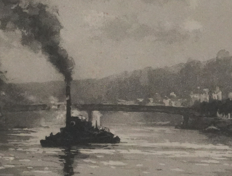 Manuel ROBBE : Les péniches sur la Seine, Lithographie originale signée