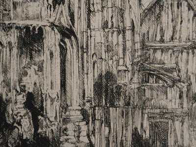 Auguste BROUET : Rue de la Cathédrale de Rouen, Gravure originale