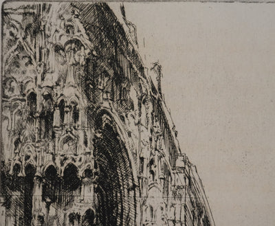 Auguste BROUET : Rue de la Cathédrale de Rouen, Gravure originale