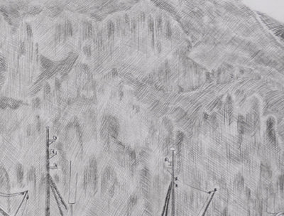Camille COMBE : Le port de Heimaey, Gravure originale signée