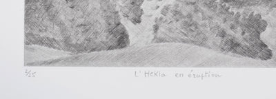 Camille COMBE : L'Hekla en éruption, Gravure originale signée