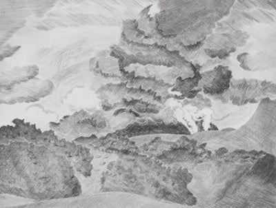 Camille COMBE : L'Hekla en éruption, Gravure originale signée