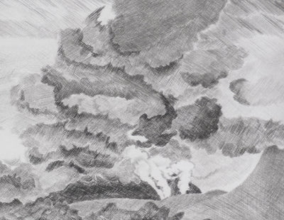 Camille COMBE : L'Hekla en éruption, Gravure originale signée