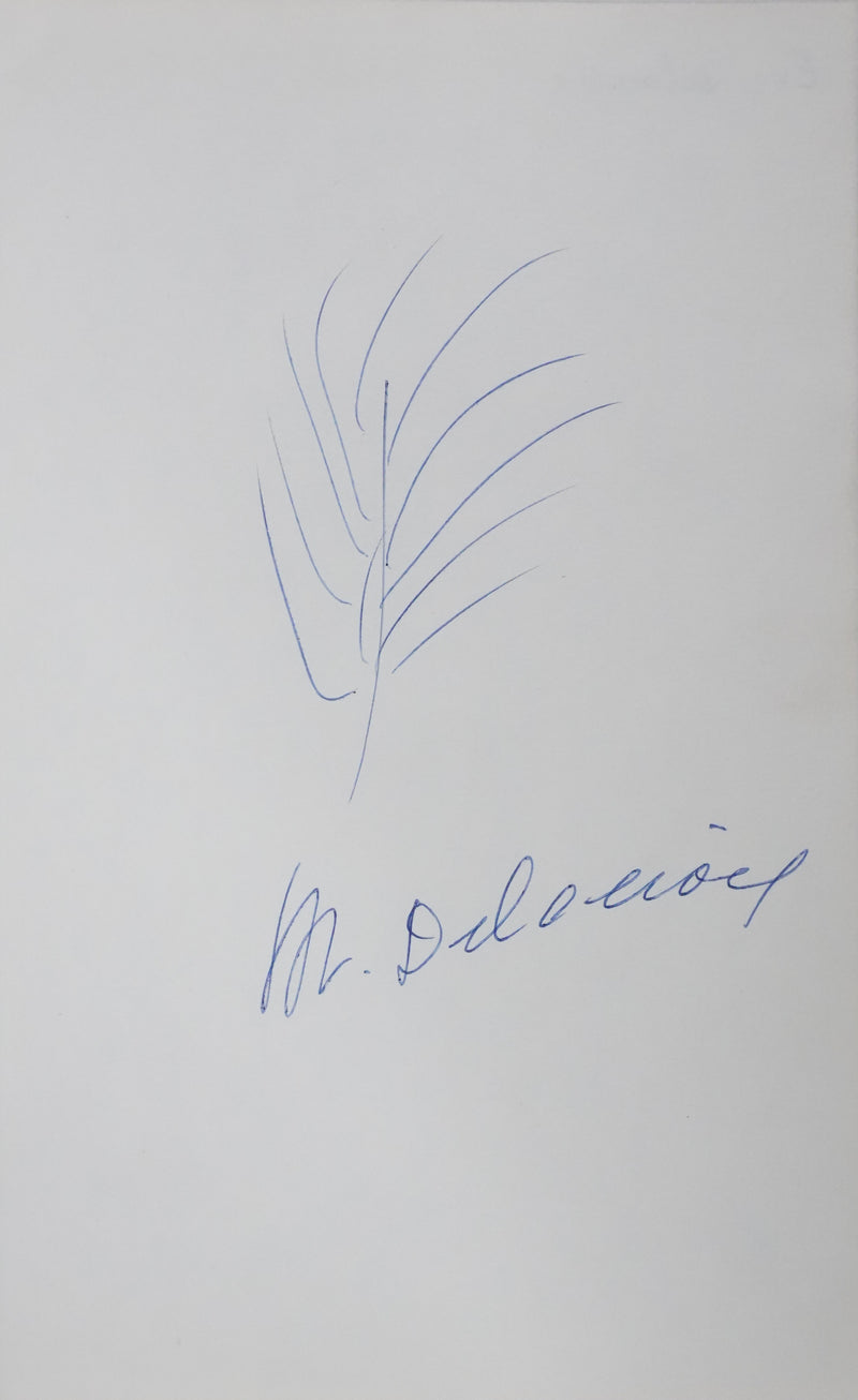 Eve DELACROIX : La branche dans le vent, Autographe et dessin original signé