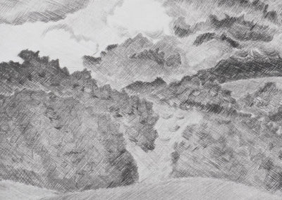 Camille COMBE : L'Hekla en éruption, Gravure originale signée