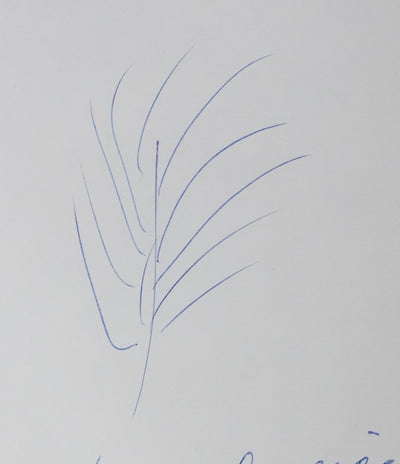 Eve DELACROIX : La branche dans le vent, Autographe et dessin original signé