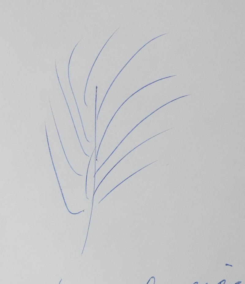 Eve DELACROIX : La branche dans le vent, Autographe et dessin original signé