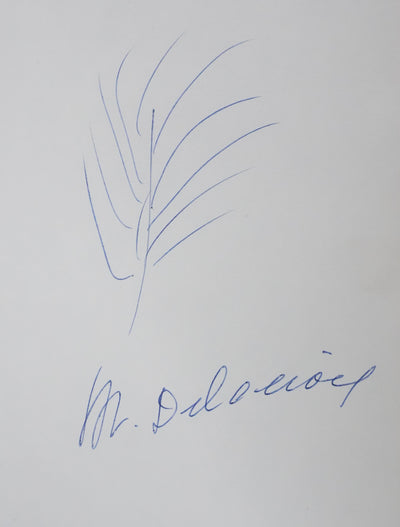 Eve DELACROIX : La branche dans le vent, Autographe et dessin original signé