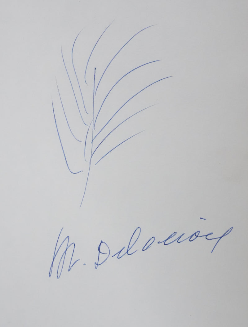 Eve DELACROIX : La branche dans le vent, Autographe et dessin original signé