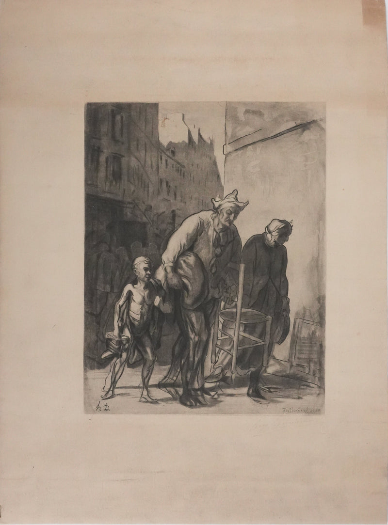 Honoré DAUMIER : Les saltimbanques, Gravure signée