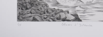Camille COMBE : Glaces d'Islande, Gravure originale signée