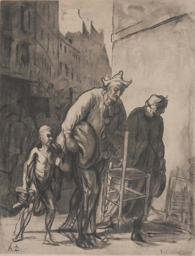 Honoré DAUMIER : Les saltimbanques, Gravure signée