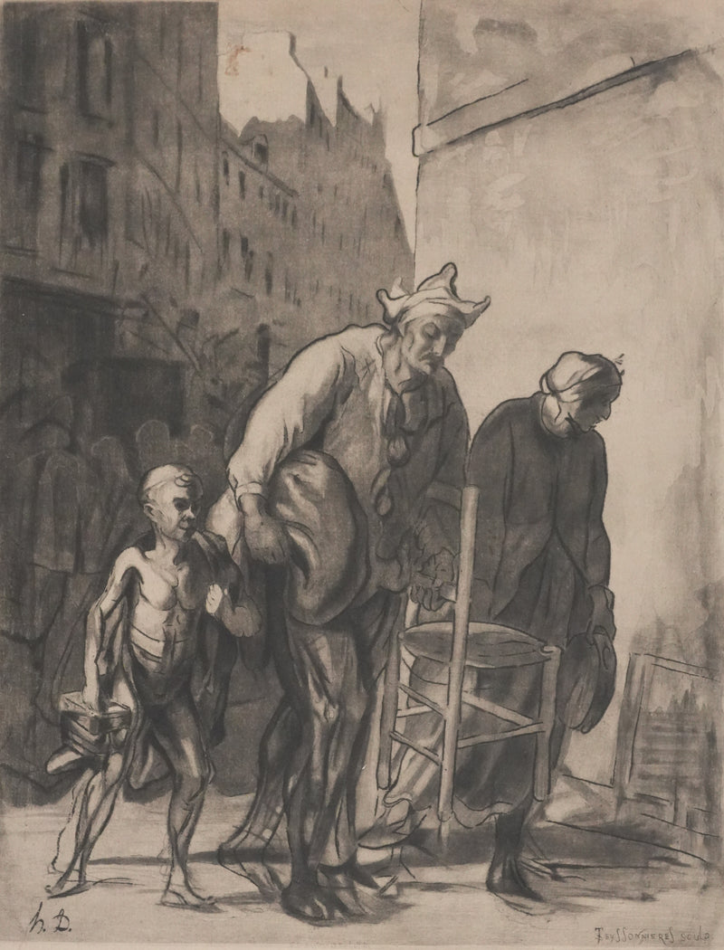 Honoré DAUMIER : Les saltimbanques, Gravure signée