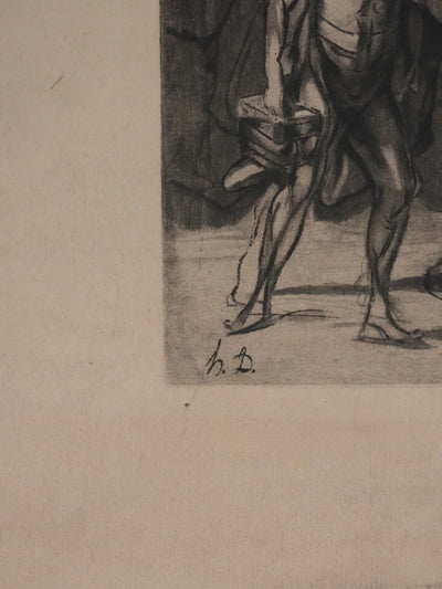 Honoré DAUMIER : Les saltimbanques, Gravure signée