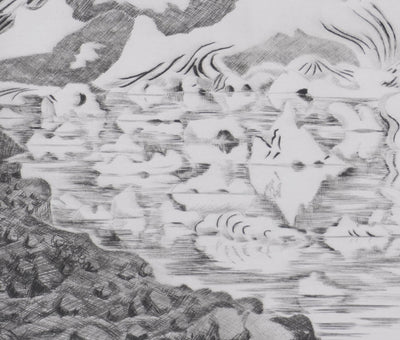 Camille COMBE : Glaces d'Islande, Gravure originale signée