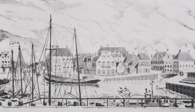 Camille COMBE : Le Zuiderhaven à Harlingen, Gravure originale signée