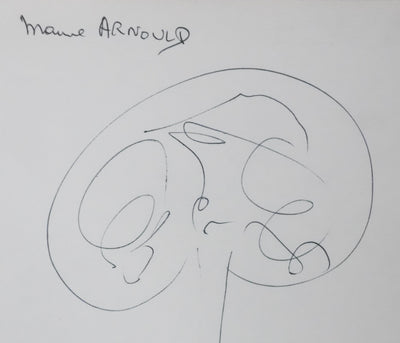 Marcel ARNOULD : Silhouette d'arbre, Autographe et dessin original signé